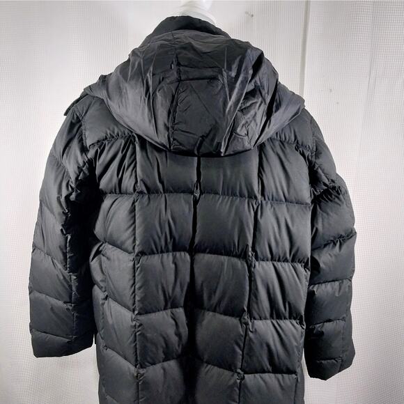 LANDS' END! STUNNING DOWN FILLED BLACK PUFFY STYLE HOODIE COAT, JACKET! SZ L - Picture 11 of 15